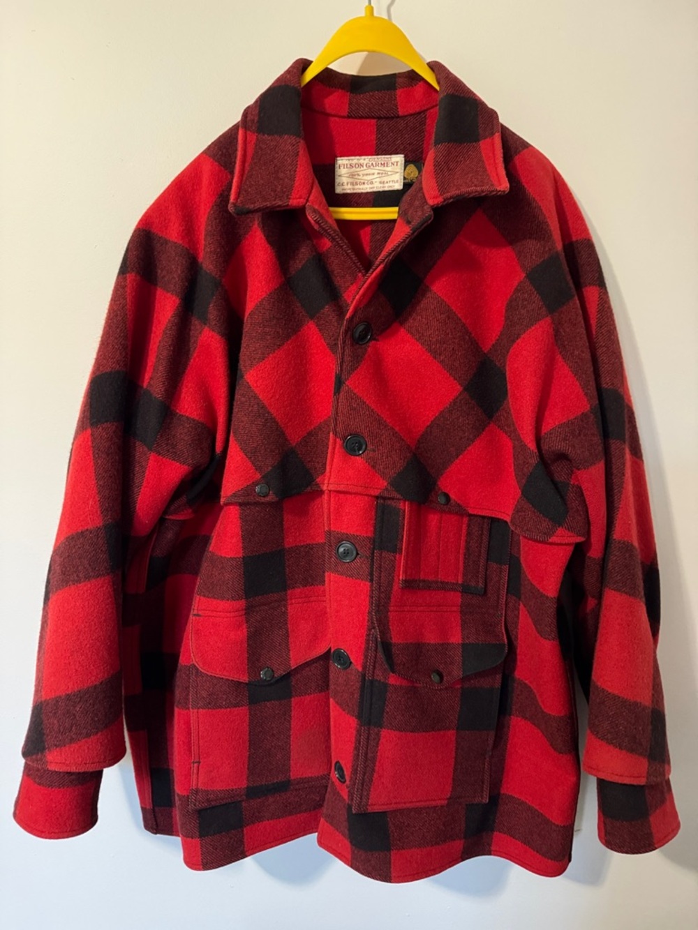 Filson Red and Black Plaid Wool Jacket